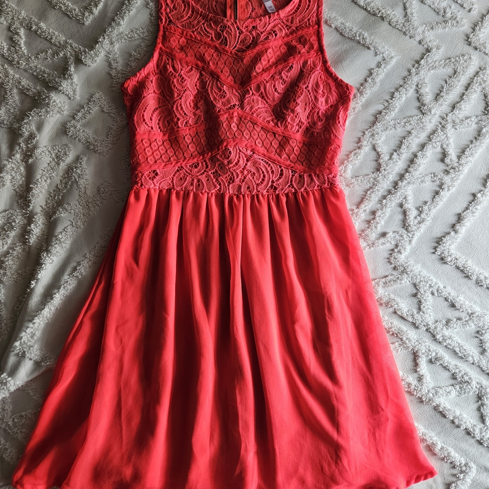 Xhilaration Vibrant Coral Lace Dress